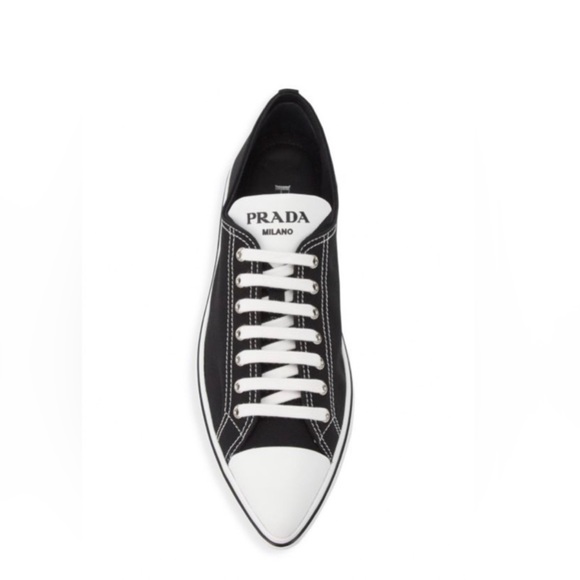 Prada Point-Toe Canvas Sneakers - Picture 1 of 8